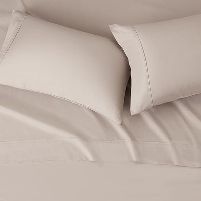 Amazon Basics Lightweight Super Soft Luxury Easy Care Wrinkle Free Microfiber 4 Piece Bed Sheet Set with 14-Inch Deep Pockets, Full, Taupe, Solid
