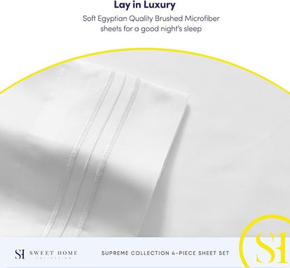 Twin Sheets - Breathable Luxury Sheets with Full Elastic & Secure Corner Straps Built In - 1800 Supreme Collection Extra Soft Deep Pocket Bedding Set, Sheet Set, EXTRA DEEP pocket - Twin, White