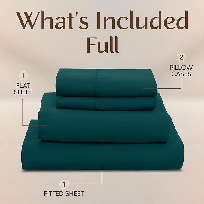 Utopia Bedding Full Bed Sheets Set - 4 Piece Bedding - Brushed Microfiber - Shrinkage and Fade Resistant - Easy Care (Teal Green)