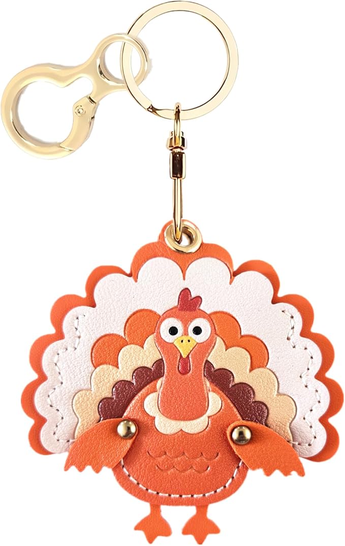 BORKUANA Leather Keychain Holder Case Compatible with AirTag,Cute Protective Cover with Keyring