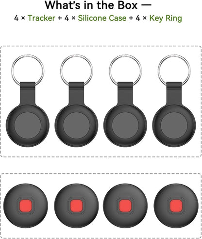 Bluetooth Dog Tracker Tag, Pet Tracker for Dogs with Silicone Collar Holder, Works with Apple Find My & Android Find Hub, IP67 Waterproof Anti-Lost Locator
