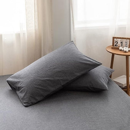 FACE TWO FACE Bedding Duvet Cover Set100% Washed Cotton Duvet Cover Linen Like Textured Breathable Durable Soft Comfy (California King, Gray)