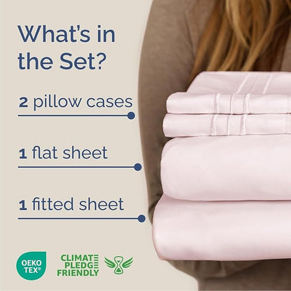 Cal King Size 4 Piece Sheet Set - Comfy Breathable & Cooling Bed Sheets Set - Hotel Luxury Bedding for Women, Men, Kids, Teens, Boys & Girls - Deep Pockets and Wrinkle Free - Oeko-Tex - Lavender Pink