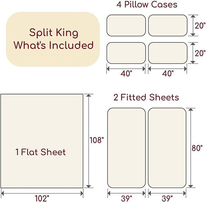 Mellanni Split King Sheet Set - 7-Piece Iconic Collection Bedding, (Including 4 Pillowcases), 16-Inch Deep Pocket, Easy Care, Extra Soft, Cooling Sheets, Brushed Microfiber - Aqua