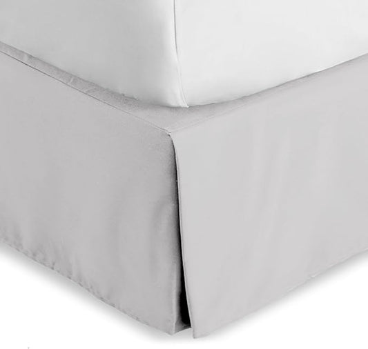 Bare Home King Bed Skirt - 15-Inch Tailored Drop Easy Fit - Bed Skirt for Beds - Center & Corner Pleats (King, Light Grey)