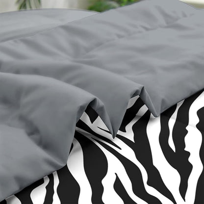 Comforter Set Queen Size, Zebra Stripe Animal 7 Pcs Bedding for Kids and Adults, Black White Bed Sheet Sets with Fitted Sheet 2 Pillowcases & 2 Shams for Bedroom Bed Decor