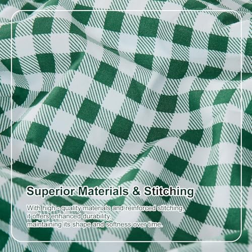 Gingham Twin Sheet Set, Lightweight Super Soft Brushed Microfiber Plaid Bed Sheets with 16" Deep Pocket, 3 Piece Ruffle Farmhouse Bedroom Decor, Green