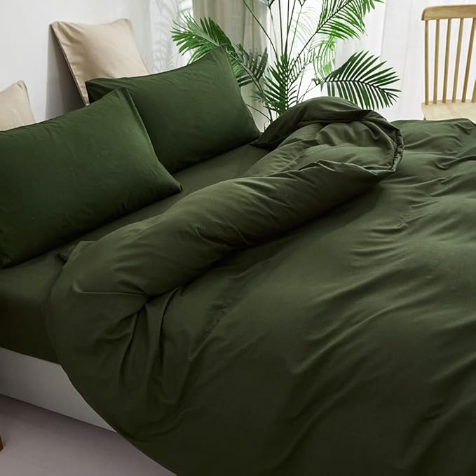 CLOTHKNOW Dark Green Twin/Twin XL Comforter Set 3Pcs Green Bedding Comforter Sets Boys Girls Comforter Soft Military Comforter with 2 x Pillow Cases