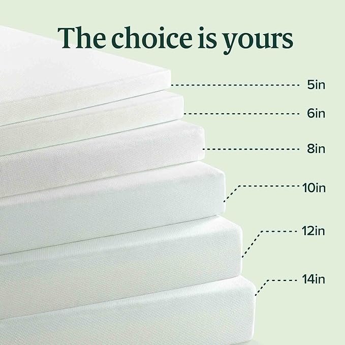 Zinus 14 Inch King Green Tea Memory Foam Mattress, Fiberglass Free, Medium Firm Feel, Zoned Pressure Relief, Certified Safe Foams & Fabric, Mattress in A Box
