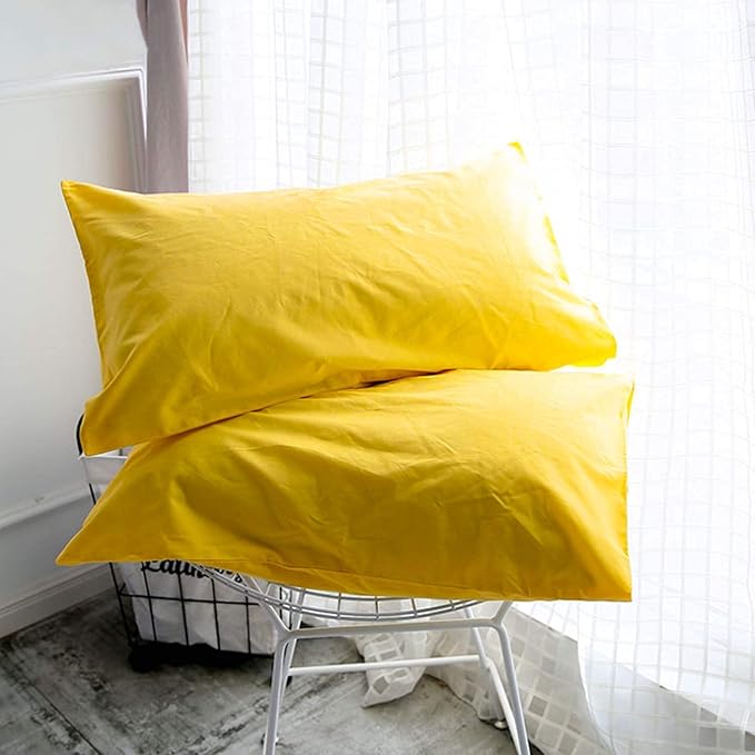 FLXXIE King Pillow Cases Set of 2, Soft Microfiber Pillow Covers with Envelope Closure, Wrinkle, Fade and Stain Resistant Pillowcases, 20x36, Yellow