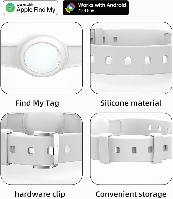 Silicone Dog Tracker Collar, Waterproof Bluetooth Pet Finder Works with Apple Find My & Google, Adjustable Collar for Small Dogs, Puppies & Cats, Fits 3.2”-14” Neck