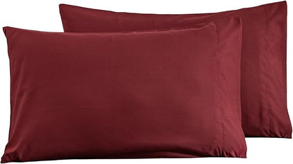 Microfiber Bed Pillowcases 2 Pack King Size, Super Soft Bed Pillow Covers Envelope Closure, Wrinkle, Fade and Stain Resistant, 20x36, Red
