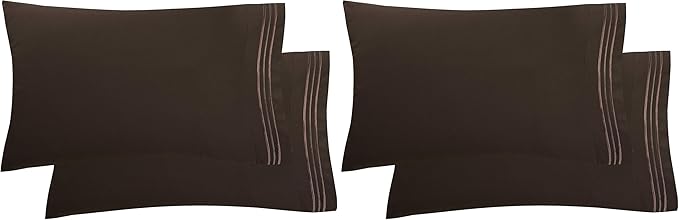 Elegant Comfort Luxury Ultra-Soft 2-Piece Pillowcase Set 1500 Thread Count Egyptian Quality Microfiber Double Brushed-Wrinkle Resistant,Chocolate Brown (Pack of 2)