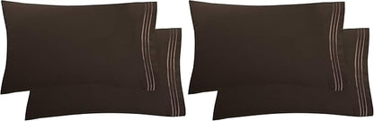 Elegant Comfort Luxury Ultra-Soft 2-Piece Pillowcase Set 1500 Thread Count Egyptian Quality Microfiber Double Brushed-Wrinkle Resistant,Chocolate Brown (Pack of 2)