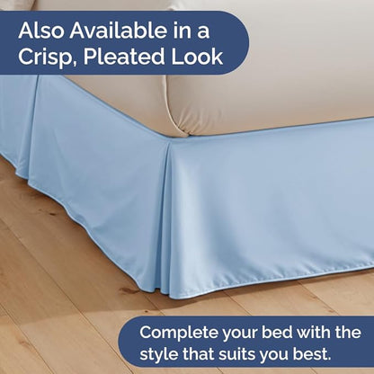 Bedskirt Full Size Ruffle - 18 inch Drop Dust Ruffle Bed Skirt with Platform - Soft, Easy Fit, Premium Hotel Quality - Wrinkle, Fade & Shrink Resistant - for Women, Men, Kids and Teens - Light Blue