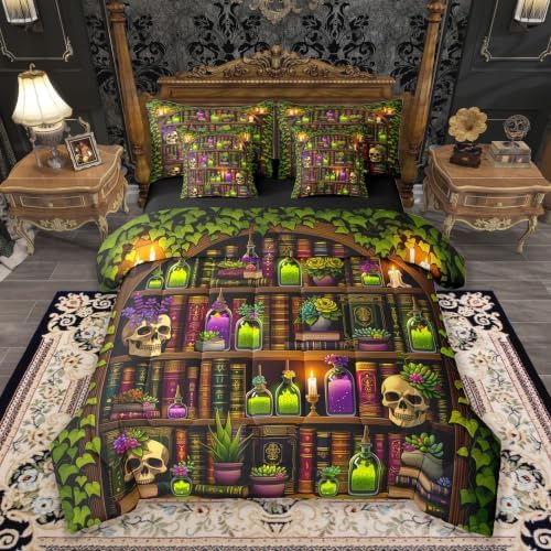 Feelyou Fairy Library Comforter Set King SizeMagic Bookshelf 7 Pcs Bedding for Kids and AdultsFairy Tale Boys Girls Bed in a Bag Bed Sheet Sets with Fitted Sheet Pillowcases for Bedroom Bed Decor