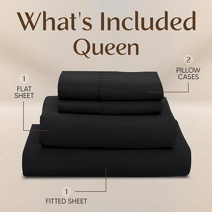 Utopia Bedding Queen Size Sheet Set – 4 Piece Bed Sheets, Soft and Breathable Microfiber, Includes 1 Fitted Sheet, 1 Flat Sheet and 2 Pillowcases – Oeko Tex (Black)