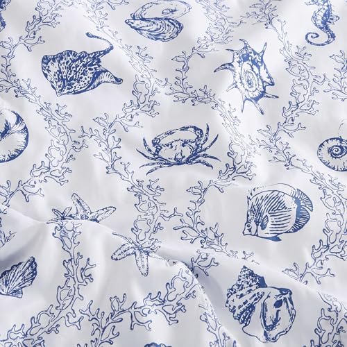 BLOOMHAVEN King Size Comforter Set-7 Pieces Coastal Blue Bed in a Bag King