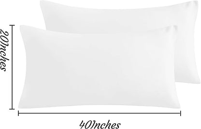 NTBAY King Pillow Cases Set of 2, 2 Pack Brushed Microfiber 20x40 Pillow Cases, Soft, Wrinkle, Fade, Stain Resistant White Pillow Cases with Envelope Closure, 20x40 Inches, White