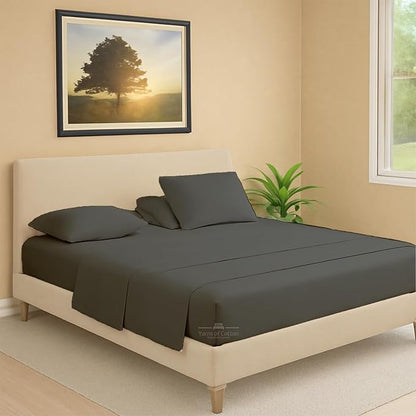 Split Head Flex 1 Qty Fitted Sheet for Adjustable Bed, Queen 32" Split Down from The Top, 100% Egyptian Cotton 600 Thread Count, 18" Deep Pocket, Super Soft Wrinkle Free, Dark Grey
