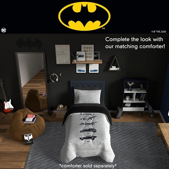 Franco Collectibles Batman DC Comics Bedding Super Soft Microfiber Twin Sheet Set, College Dorm Essentials, (Officially Licensed Product)