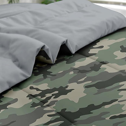Comforter Set Queen Size, Camo Army Camouflage 7 Pcs Bedding for Kids and Adults, Military Bed Sheet Sets with Fitted Sheet 2 Pillowcase & 2 Sham for Bedroom Bed Decor