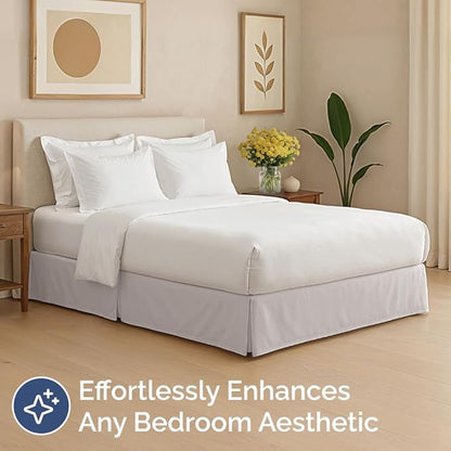 Pleated Bed Skirt Full Size - 3 Sided Pleated Bed Skirt Full - Ultra-Soft, Easy Fit with 18 Inch Tailored Drop - Hotel Quality, Wrinkle & Fade Resistant - for Women, Men, Kids and Teens - Light Grey