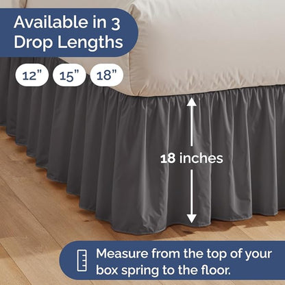 Bedskirt Full Size Ruffle - 18 inch Drop Dust Ruffle Bed Skirt with Platform - Ultra-Soft, Easy Fit, Premium Hotel Quality - Wrinkle, Fade & Shrink Resistant - For Women, Men, Kids & Teens - Dark Grey