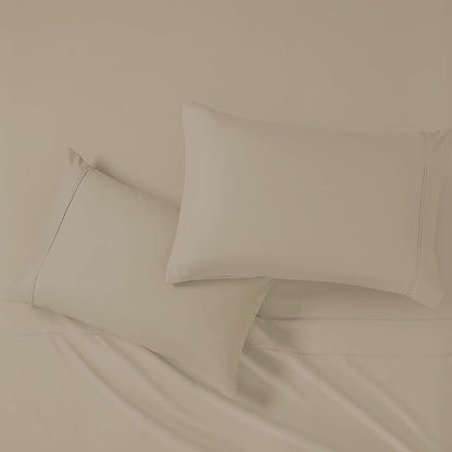 Modern Threads Soft Microfiber Solid Sheets - Luxurious Microfiber Bed Sheets - Includes Flat Sheet, Fitted Sheet with Deep Pockets, & Pillowcases Taupe King