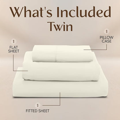 Utopia Bedding Twin Sheet Set – 3 Piece Bed Sheets for Twin Size Bed, Soft and Breathable Microfiber, Includes 1 Fitted Sheet, 1 Flat Sheet and 1 Pillowcase – Oeko-Tex (Ivory)