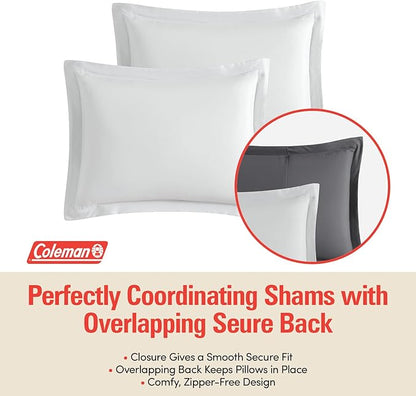 Coleman Comforter Set Full Size Reversible Bed-in-a-Bag– Double-Sided Color Options, All-Season Comforter + Shams + Sheets – Perfect for Home, Cabin or Camp Use, Silver/Gray