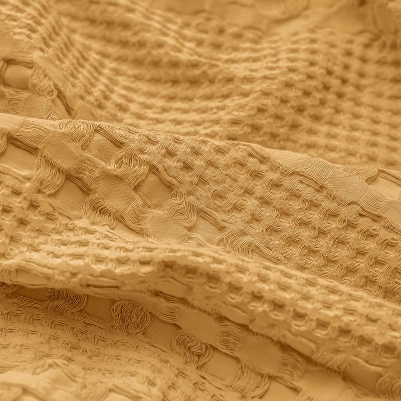 PHF Cotton Waffle Weave Euro Sham Covers 26"x26", Pumpkin Orange, No Insert