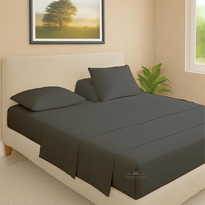 Split Head Flex 1 Qty Fitted Sheet for Adjustable Bed, King 32" Split Down from The Top, 100% Egyptian Cotton 600 Thread Count, 18" Deep Pocket, Super Soft Wrinkle Free, Dark Grey