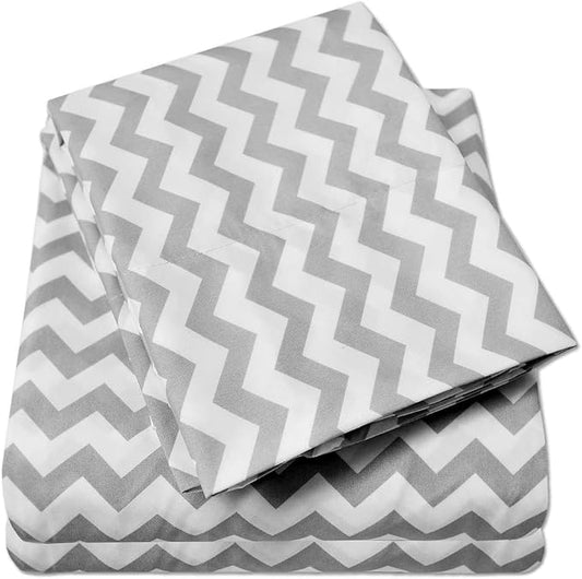 1500 Supreme Collection Full Sheet Sets Chevron Gray - Luxury Hotel Bed Sheets and Pillowcase Set for Full Mattress - Extra Soft, Elastic Corner Straps, Deep Pocket Sheets, Full, Chevron Gray