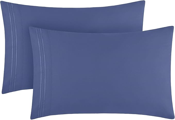 Mellanni Pillow Cases - Luxury, Extra Soft, Cooling Pillow Covers - 2 PC Iconic Collection Pillowcases - Envelope Closure (Standard/Queen 20" x 30", Blue Nova)