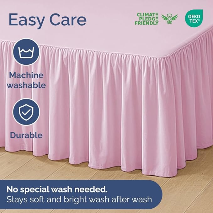 Bedskirt Twin Size Ruffle - 15 inch Drop Dust Ruffle Bed Skirt with Platform - Soft, Easy Fit, Premium Hotel Quality - Wrinkle, Fade & Shrink Resistant - for Women, Men, Kids and Teens - Light Pink