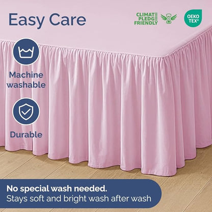 Bedskirt Twin Size Ruffle - 15 inch Drop Dust Ruffle Bed Skirt with Platform - Soft, Easy Fit, Premium Hotel Quality - Wrinkle, Fade & Shrink Resistant - for Women, Men, Kids and Teens - Light Pink