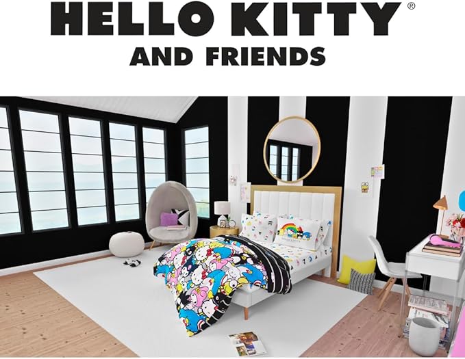 Franco Collectibles Hello Kitty & Friends Bedding 7 Piece Super Soft Comforter and Sheet Set with Sham, Full, (Official Licensed Product)
