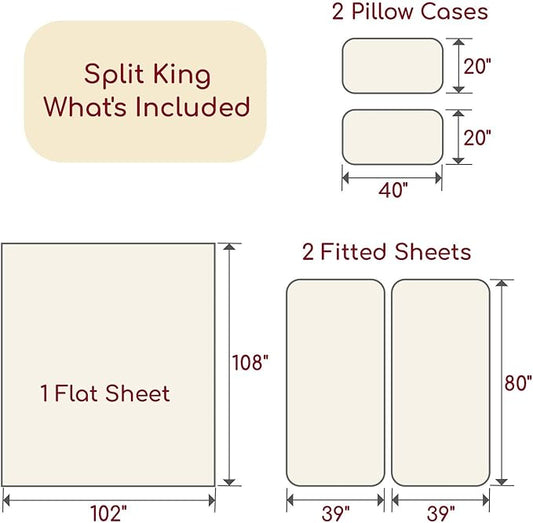 Mellanni Split King Sheets Set - 5 PC Iconic Collection Bedding - Hotel Luxury, Extra Soft, Cooling Bed Sheets - Wrinkle, Fade, Stain Resistant (Split King, Lavender)