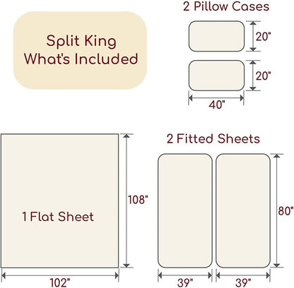Mellanni Split King Sheets Set - 5 PC Iconic Collection Bedding - Hotel Luxury, Extra Soft, Cooling Bed Sheets - Wrinkle, Fade, Stain Resistant (Split King, Brick Red)