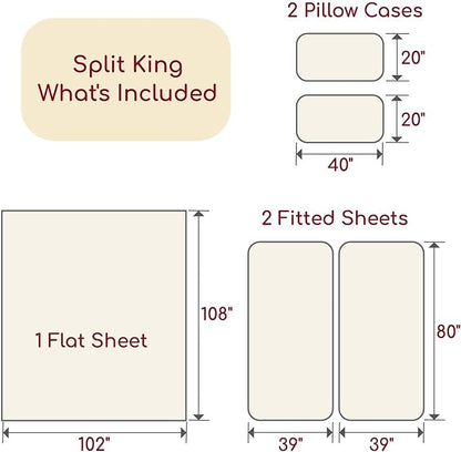 Mellanni Split King Sheets Set - 5 PC Iconic Collection Bedding - Hotel Luxury, Extra Soft, Cooling Bed Sheets - Wrinkle, Fade, Stain Resistant (Split King, Royal Blue)