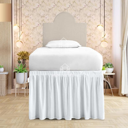 Mattress-Homes Twin XL Dorm Bed Skirt 50 Inch Drop, College Dorm Room Bed Skirt, Tailored Fit, Extra Long Microfiber Bedskirt for Underbed Storage, White