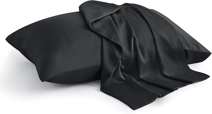 BEDELITE King Size Pillow Cases Set of 2, Rayon Derived from Bamboo, Cooling Pillow Cases for Hot Sleepers & Night Sweats, Breathable and Silky Soft Envelope Pillowcases(Black, 20"x40")