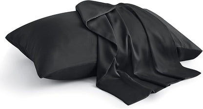 BEDELITE King Size Pillow Cases Set of 2, Rayon Derived from Bamboo, Cooling Pillow Cases for Hot Sleepers & Night Sweats, Breathable and Silky Soft Envelope Pillowcases(Black, 20"x40")