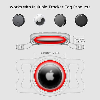 Waterproof Airtag Dog Collar Holder for Apple Air Tag, Silicone Dog Airtag Holder for Dogs & Cat Collars(Rose Red)