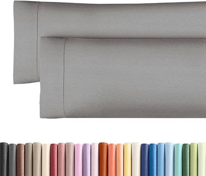 Body Pillowcases Set of 2-20x54 Long Body Pillow Case - Soft Body Pillow Cover for Sleeping & Side Sleepers - Comfy, Wrinkle & Fade Free - Machine Washable w/Envelope Enclosure Heathered Grey