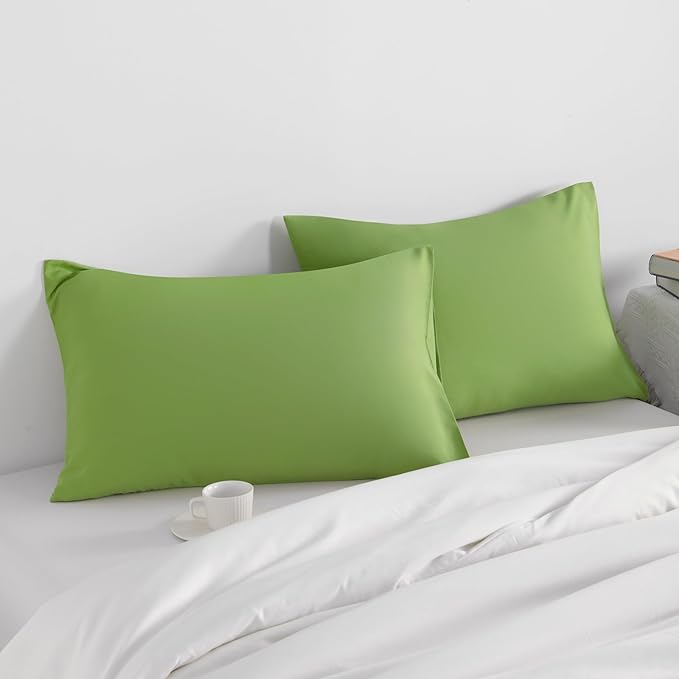 NTBAY Standard Pillow Cases Set of 2, 2 Pack Brushed Microfiber 20x26 Pillow Cases, Soft, Wrinkle, Fade, Stain Resistant Sage Green Pillow Cases with Envelope Closure, 20x26 Inches, Sage Green