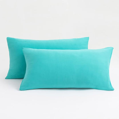 Stretch Pillow Cases King - Jersey Knit & Envelope Closure Pillowcases with Ultra Soft T-Shirt Like Polyester Blend - King Size Set of 2, Aqua