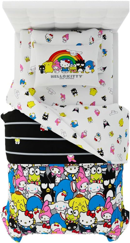 Franco Collectibles Hello Kitty & Friends Bedding 5 Piece Super Soft Comforter and Sheet Set with Sham, Twin, (Official Licensed Product)