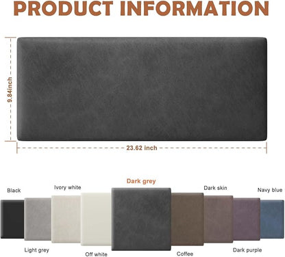 IFNOW Wall Mounted Headboard, Peel and Stick Panels, Dark Grey, King | Upholstered 3D Soundproof Acoustic Panels Reusable and Removable Padded Leather Bed Headboard, 12 Panels 9.84" x 23.62"